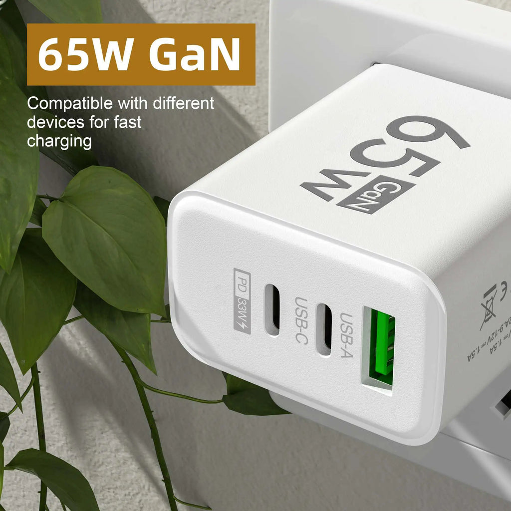 65W GaN USB-C Fast Charger | QC 3.0 Wall Adapter – iPhone & Android GaN USB-C Charger Zpaxo