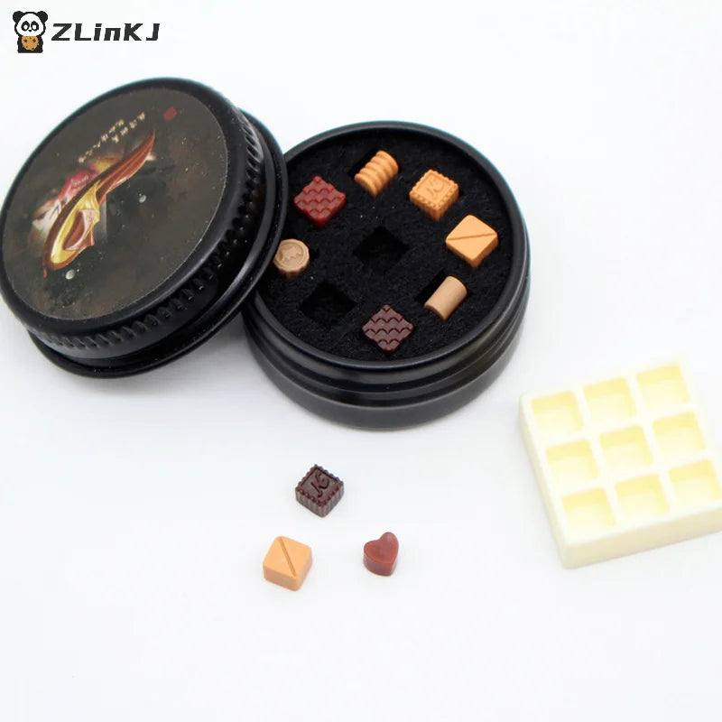 ▶Dollhouse Cream Chocolate Black Can Gift Box Iron Box Set Miniature DIY Simulation Food Toy Dollhouse Decoration Accessories Zpaxo