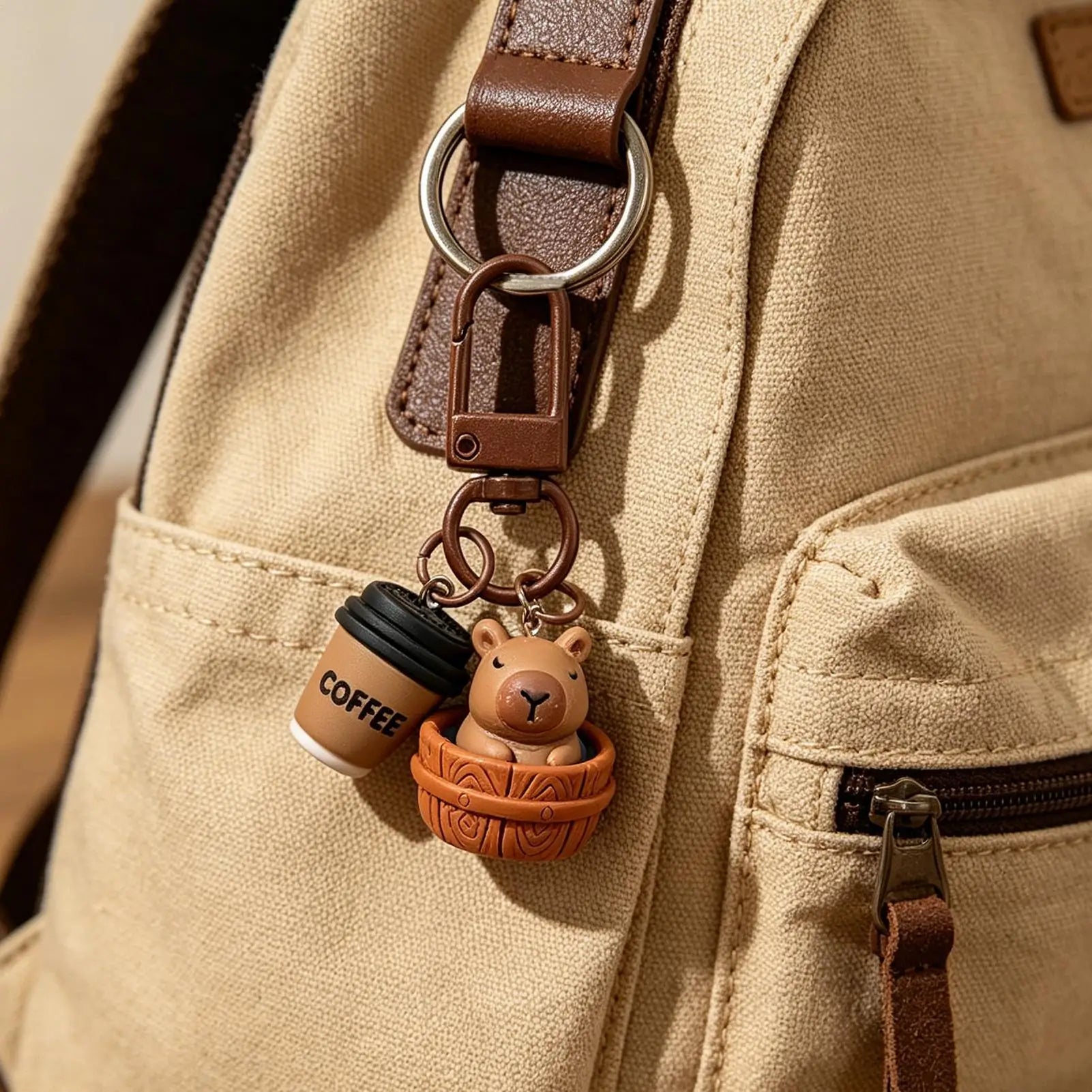 Capybara Bag Charm Cute Realistic Portable With Metal Hook Funny Animal Capybara Keychain For Backpacks Mobile Phones Cameras Zpaxo