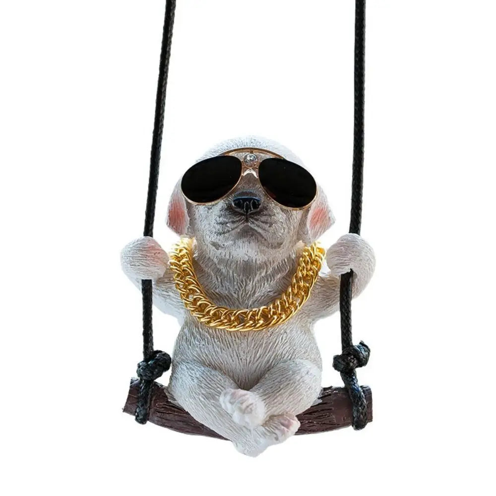 Trend Swing Dog Auto Interior Accessories Decoration Sunglasses Car Pendant Bulldog Resin Car Hanging Gift Zpaxo