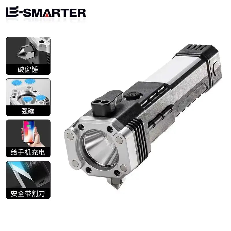 ESMARTER USB Rechargeable LED Flashlight with Safety Hammer