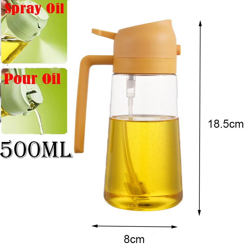2in1 500ml Plastic kitchen oil sprayer Spray Oil Olive spray bottle for oil Dispenser BBQ Baking Roasting Picnic Kitchen Tool Zpaxo Pour spray yellow
