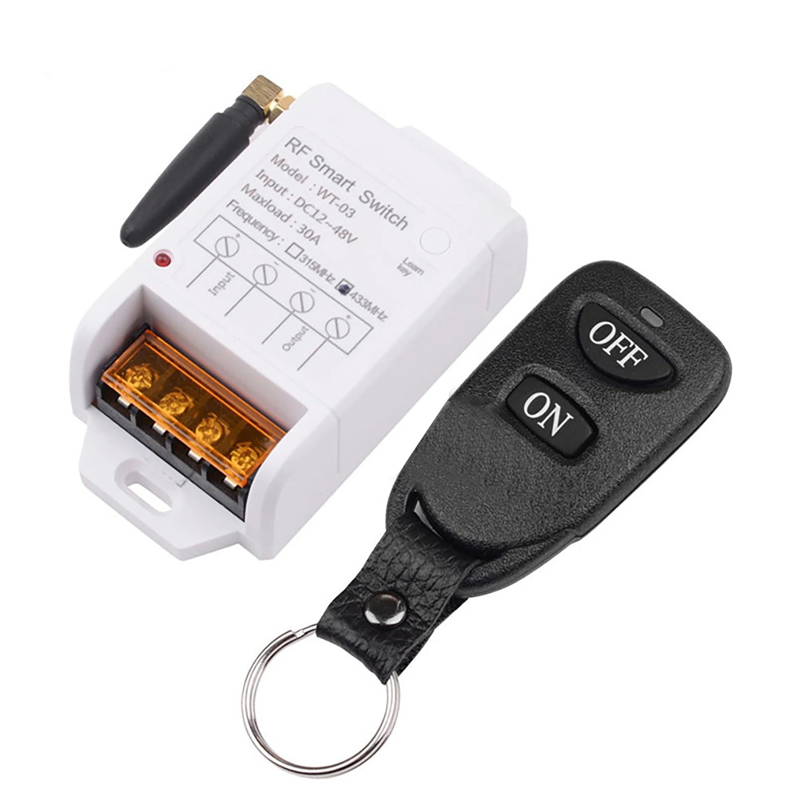433MHz DC 12-48V 30A Relay Wireless Remote Control Switch Receiver High-Power Pump Motor Remote Control Switch
