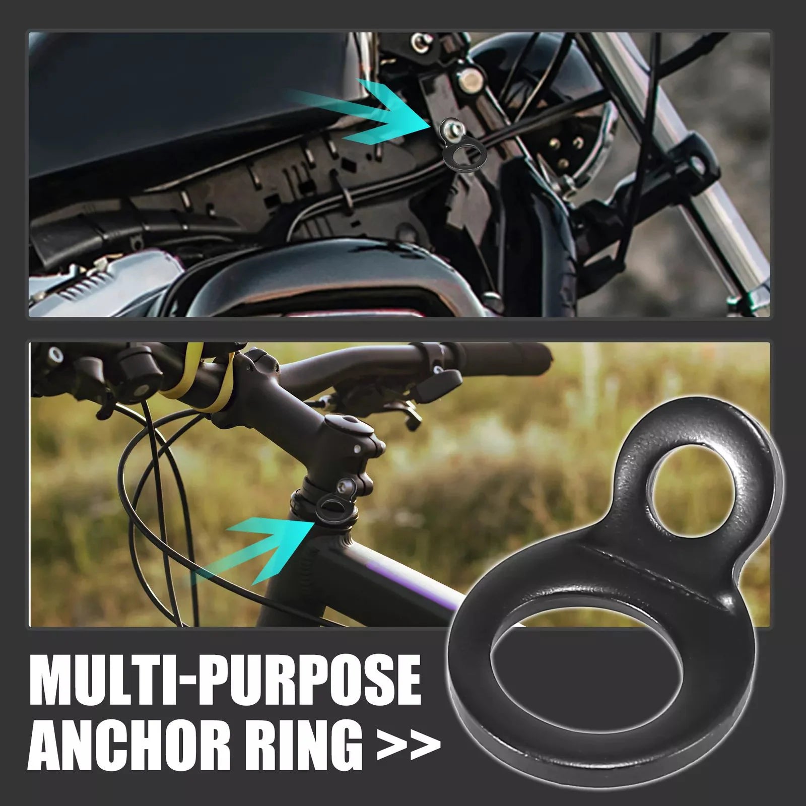 Stainless Steel Tie Down Strap Rings Point Securing Motorcycle ATV