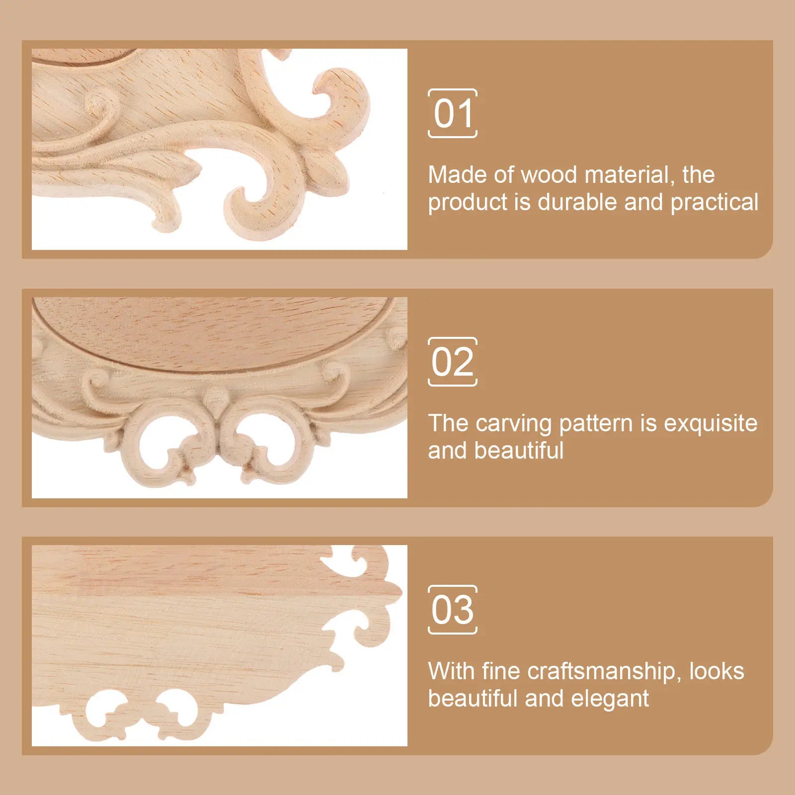 Wood Carved Decal Decor Light Compact Wooden Applique Furniture