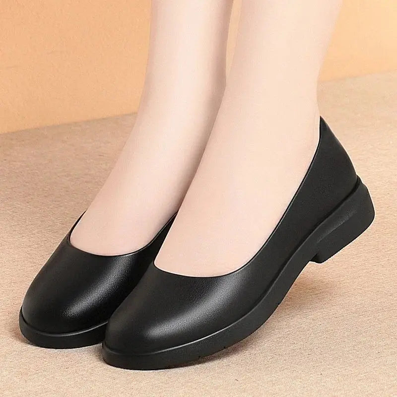 Low Heel Round Toe Work Shoes Black Single Professional Formal Zpaxo