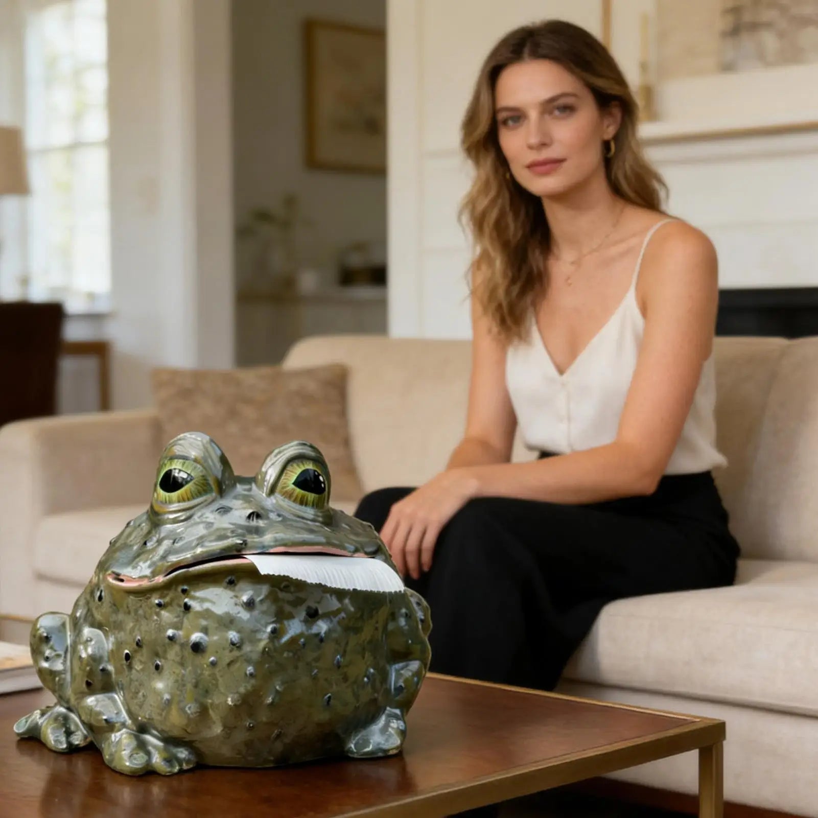 Toad Toilet Paper Dispenser Resin Animal Tissue Box Decorative Roll