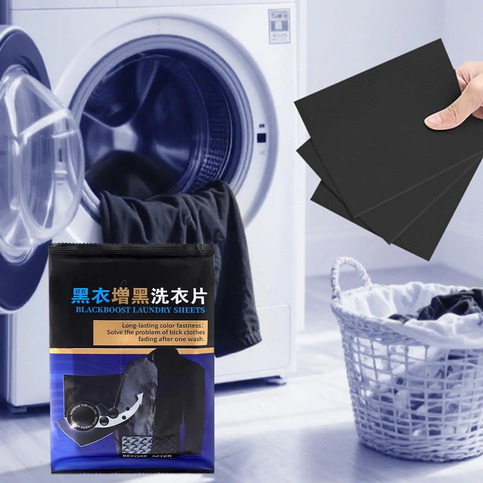 50 Black Clothes Dye Catcher Sheets Long Lasting Portable Laundry
