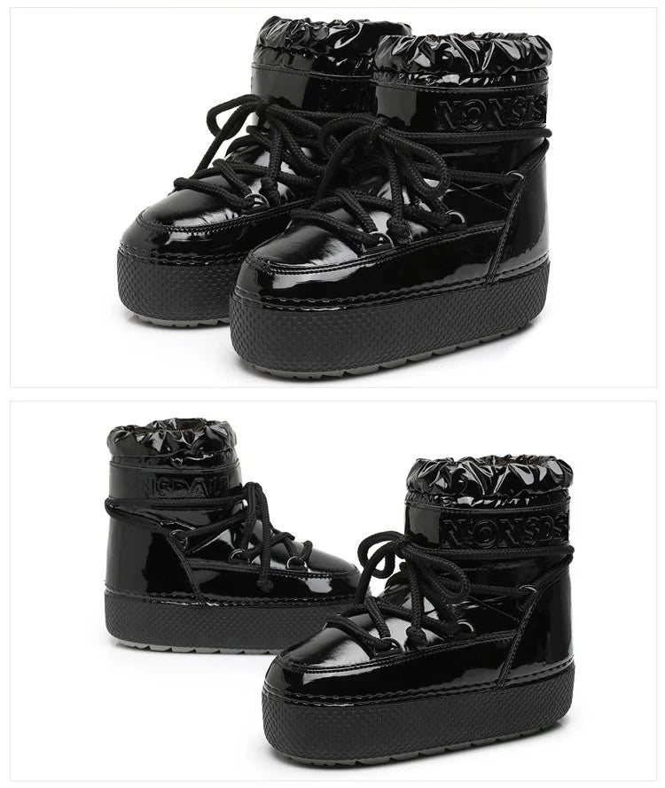 Winter Ankle Boots Women Quilted Nylon Down Snow Woman Round Toe Flat Zpaxo
