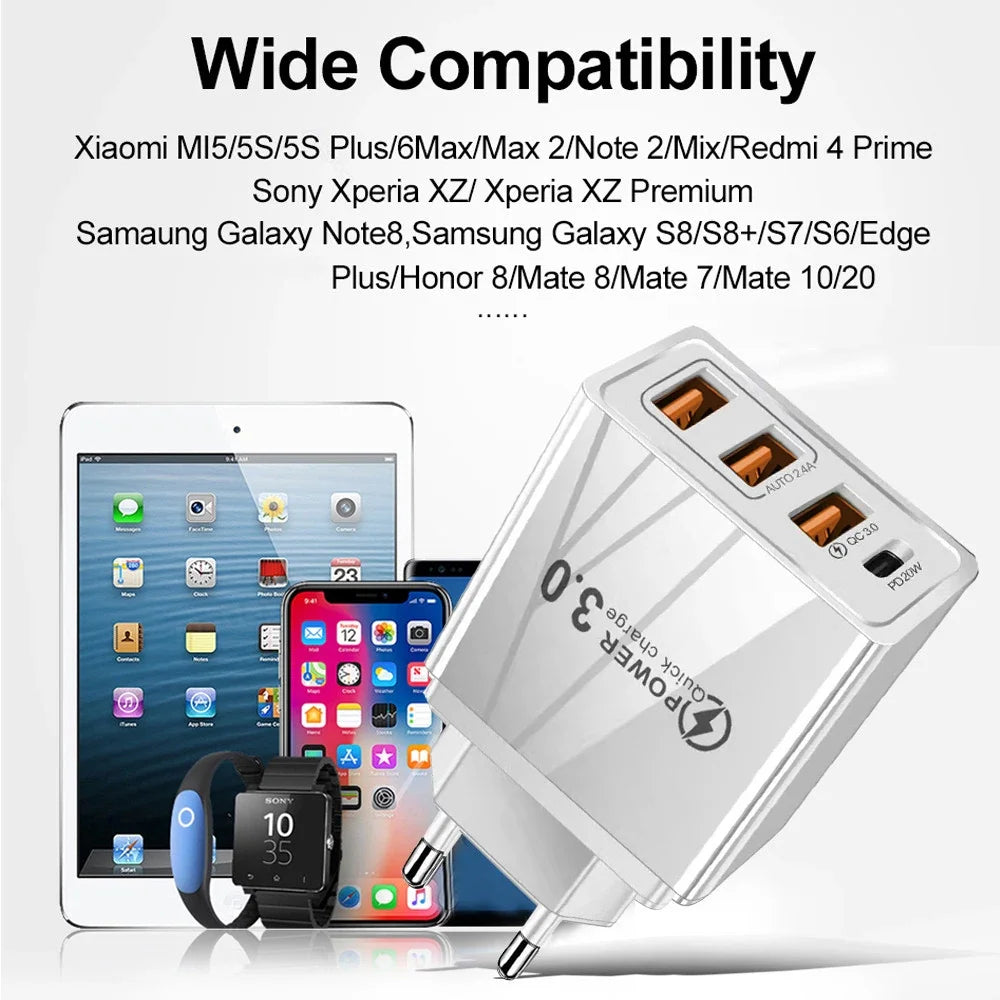 20W USB Charger QC 3.0 Type C PD Fast Charge For iPhone 12 13 Max Samsung S21 Huawei Xiaomi Mobile Phone EU/US Plug Wall Charger Zpaxo