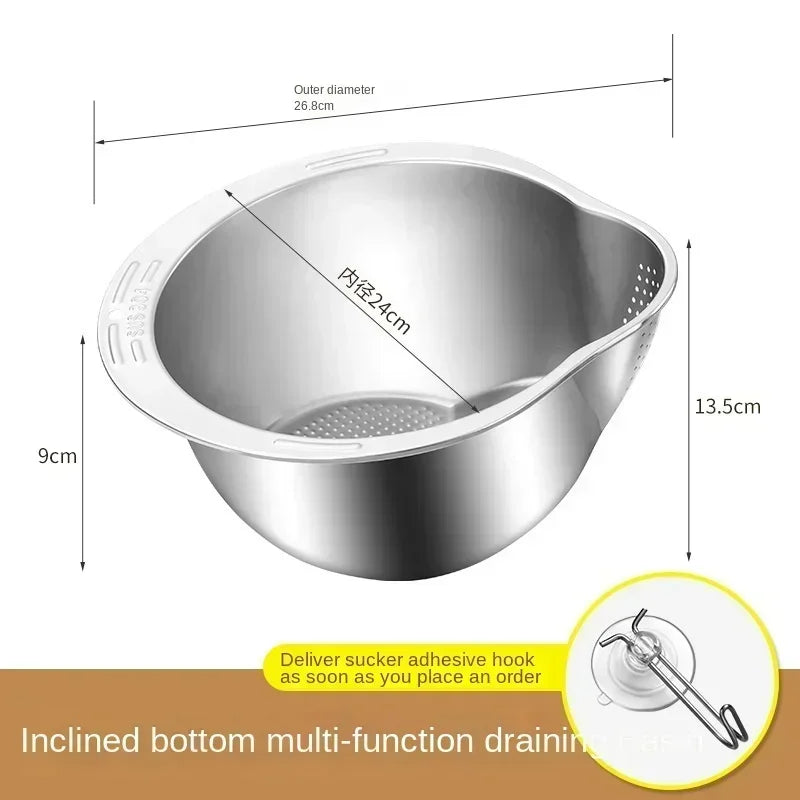 Stainless Steel 304 Rice Washer Strainer Bowl & Colander Kitchen Colander Strainer Zpaxo Steel