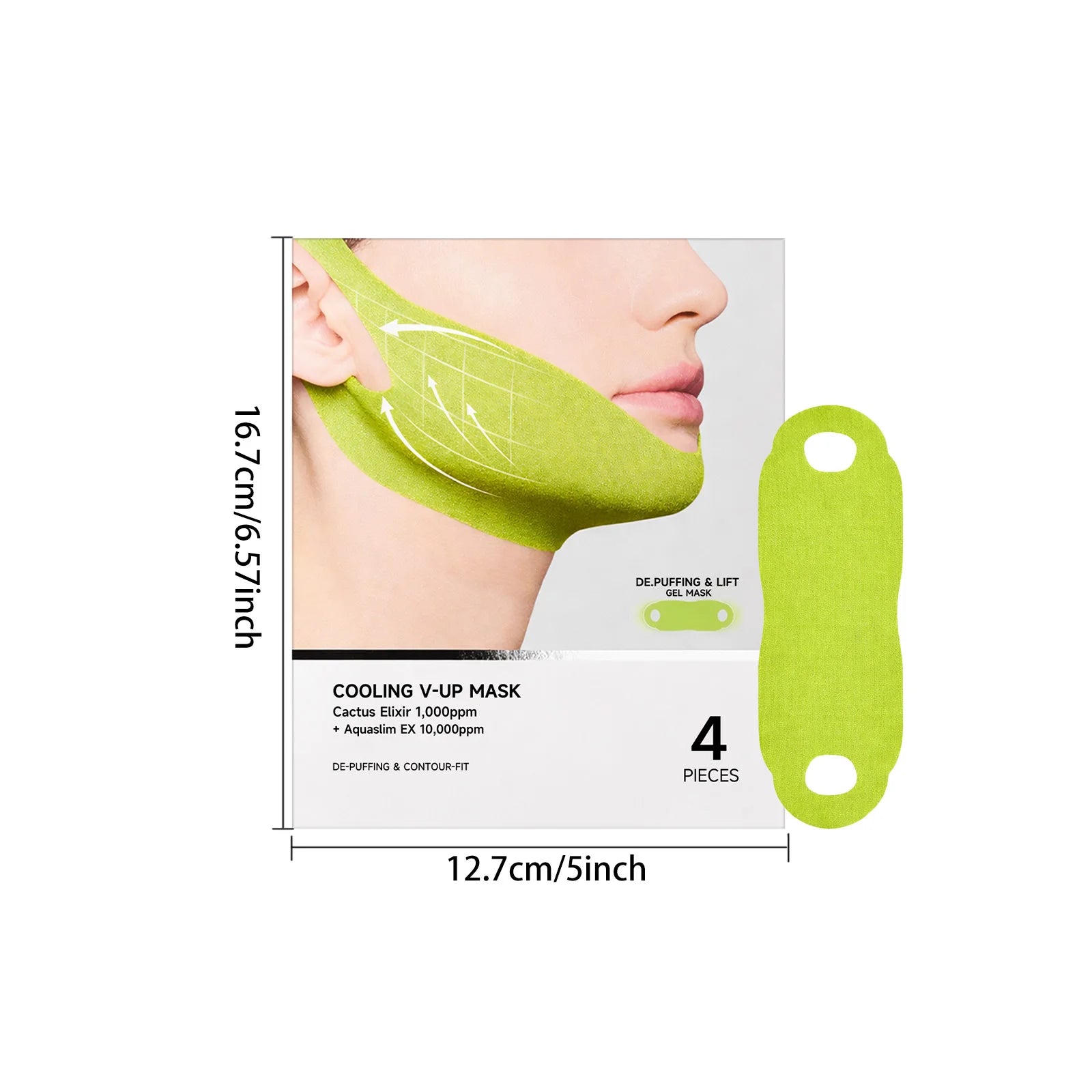 Hoygi Cooling V-Up Face Lifting Mask | V-Shape Chin Firming Patch Face Lifting Mask Zpaxo 4pieces