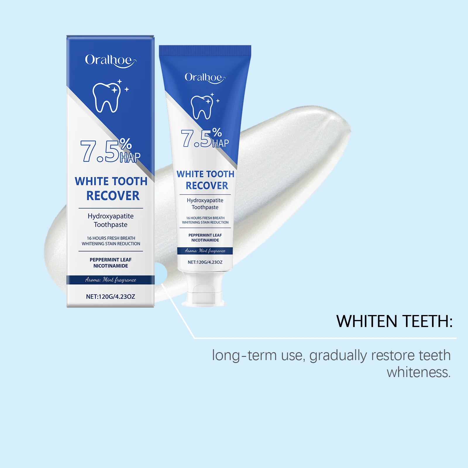 Hydroxyapatite Whitening Toothpaste - Stain Removal, Enamel Care, Fresh Breath, Plaque Control, Gentle Mint For Daily Use Zpaxo