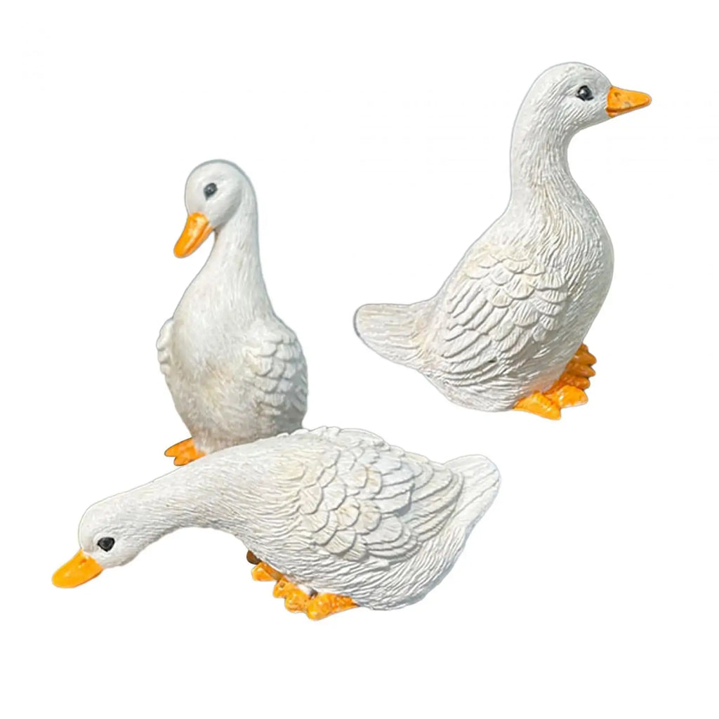 3Pcs Garden Decor Miniature Cute Resin Animal Figurines Duck Statues Home Decor for Bookshelf Farmhouse Outside Balcony Indoors Zpaxo