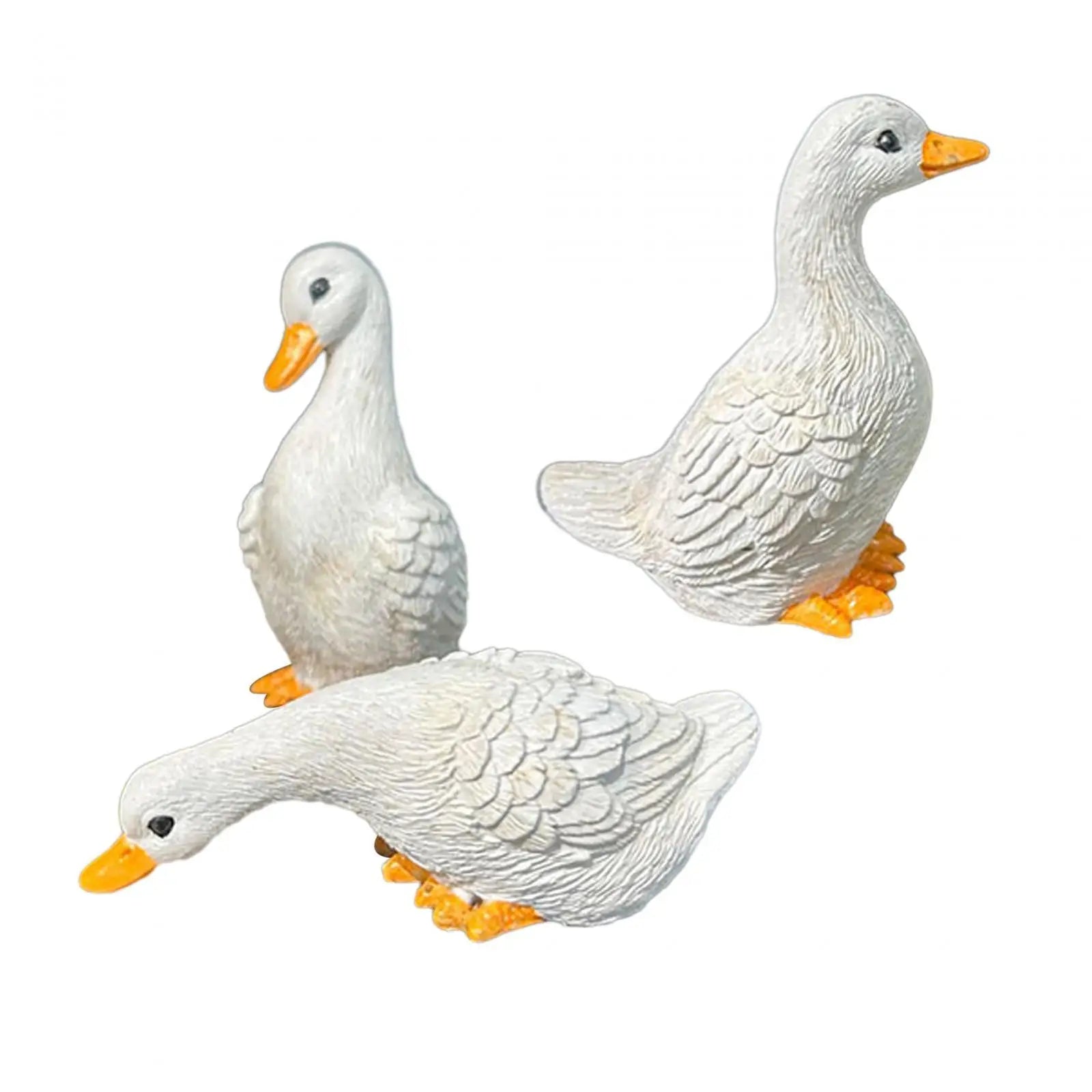 3Pcs Garden Decor Miniature Cute Resin Animal Figurines Duck Statues Home Decor for Bookshelf Farmhouse Outside Balcony Indoors Zpaxo