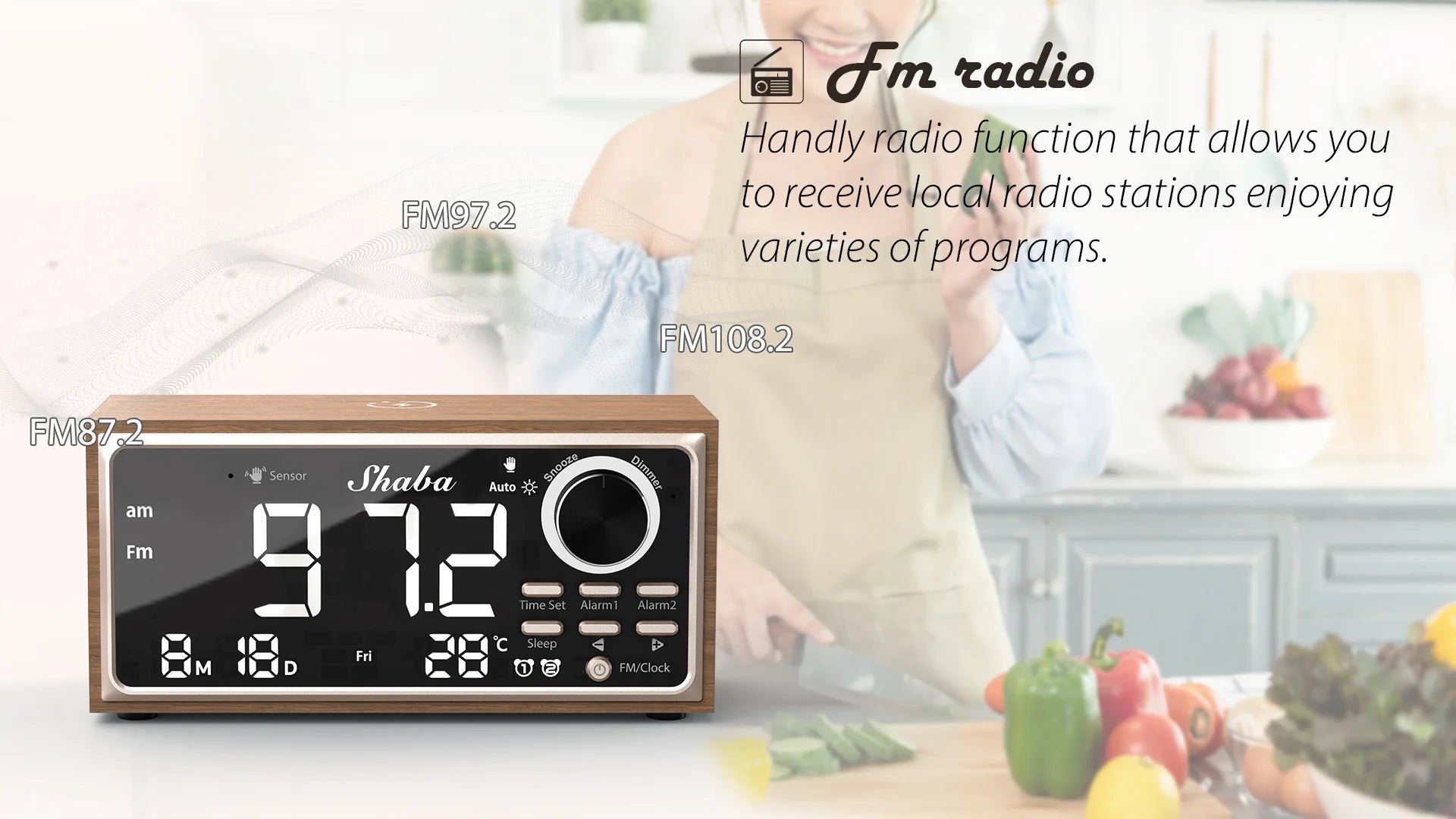 FM Retro Vintage Dual Alarm Clock Radio 15W Phone Fast Wireless