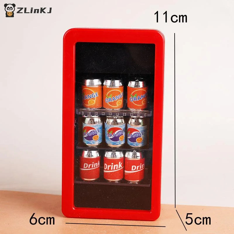 ▶1:12 Dollhouse Miniatures Refrigerator Canned Drink Beverage Cabinet Model Doll House Supermarket Accessor Pretend Play Toy DIY Zpaxo