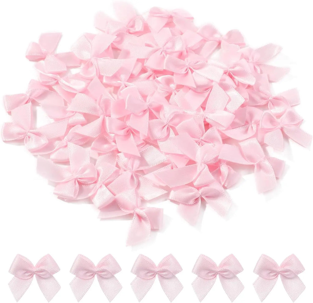 50-200PCS Tiny Pink Crafts Bows Decoration for DIY Cheer Pins Clothespins Accessories Wedding Gift Box Ornament Zpaxo Pink 200PCS