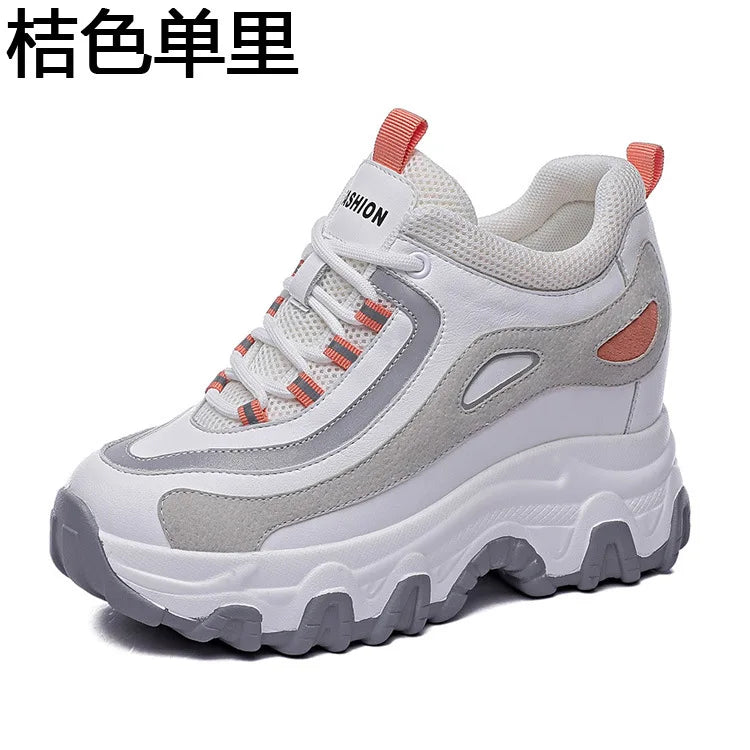 Tone Platform Wedge Sneakers Women Lace Up Design Round Toe Non Slip Zpaxo Orange 37 China Mainland