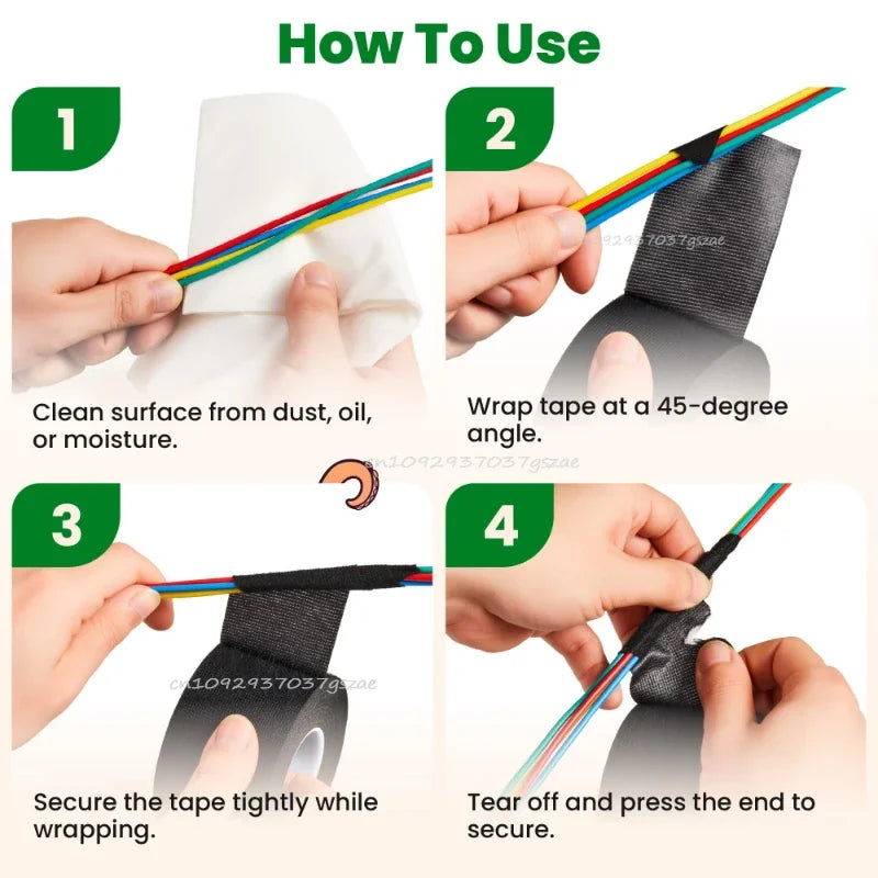 Automotive Fabric Insulation Tape Electrical Insulating Tape Heat Resistant Tape Harness Wiring Loom Protection Waterproof Tape Zpaxo