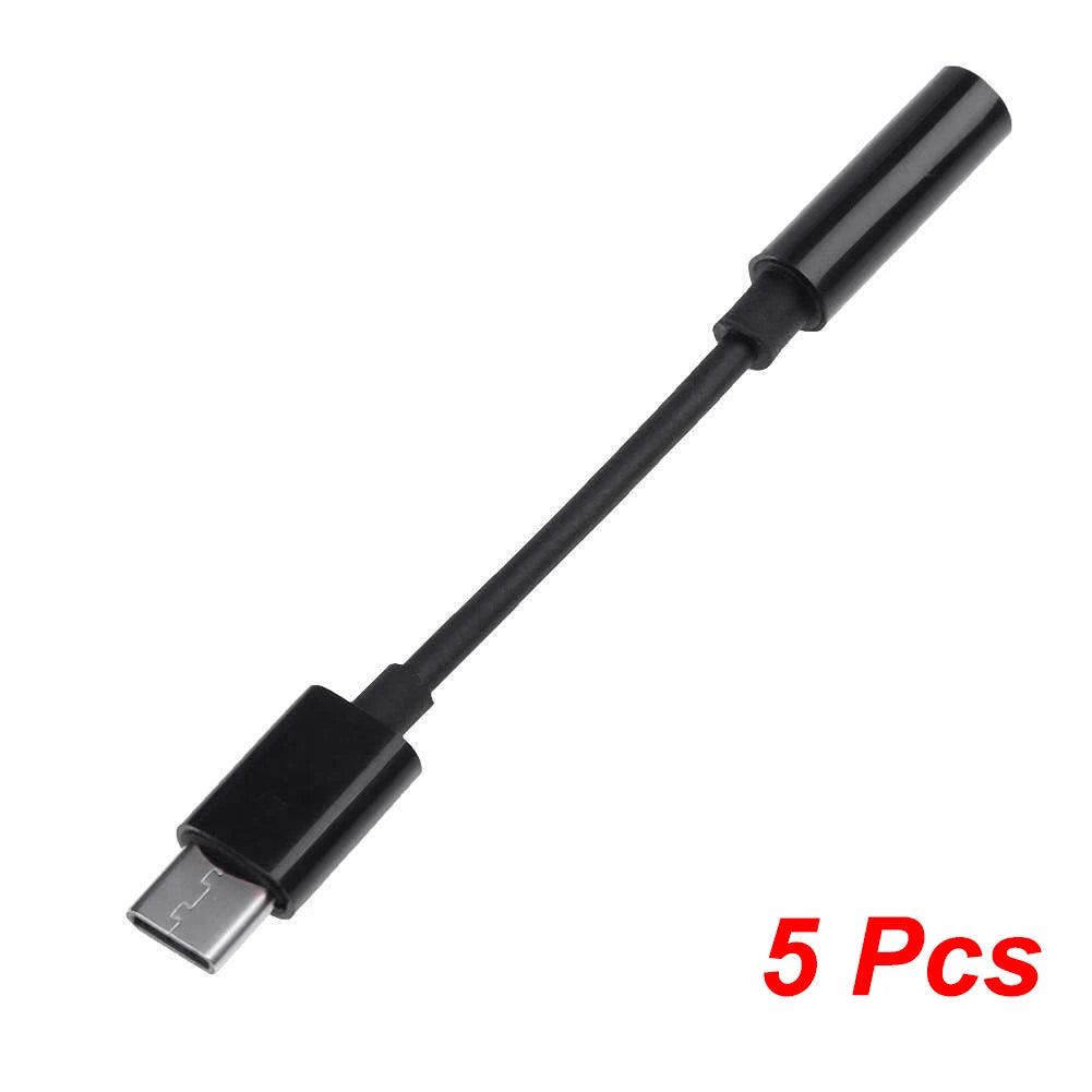 USB C Aux Adapter Type-c Jack Audio Cable Connector Earphones Zpaxo 5PCS Black