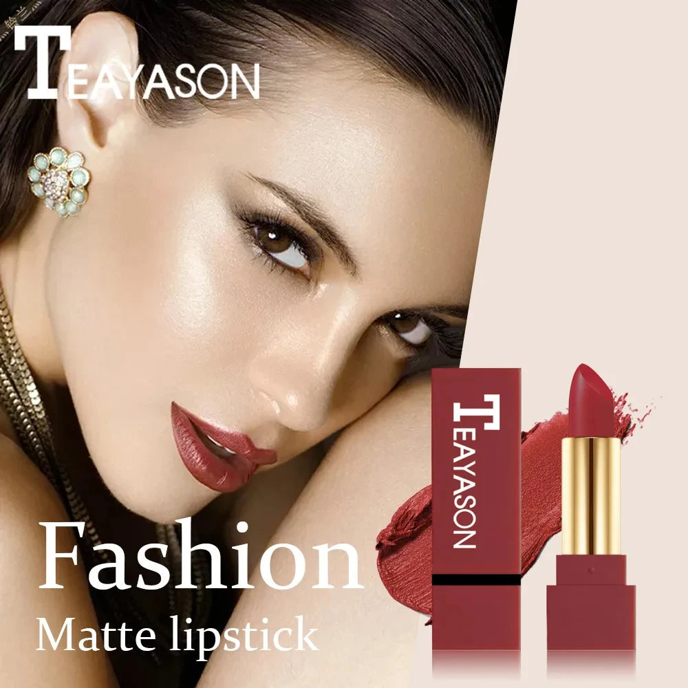 Dark Red Matte Lipstick Velvet Cream Texture Highly Pigmented Waterproof & Sweatproof Lasting Non-Smudging Makeup Cosmetics Zpaxo