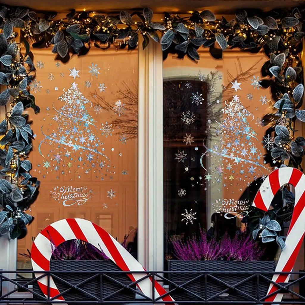 Christmas Window Decals 2 Sheets Reusable Static Clings Tree Seasonal