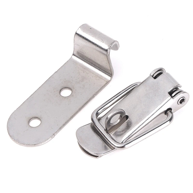 90 Degrees Duck-mouth Buckle Hook Lock Iron Spring Loaded Draw Toggle Latch Clamp Clip Silver Hasp Latch Catch Clasp Zpaxo