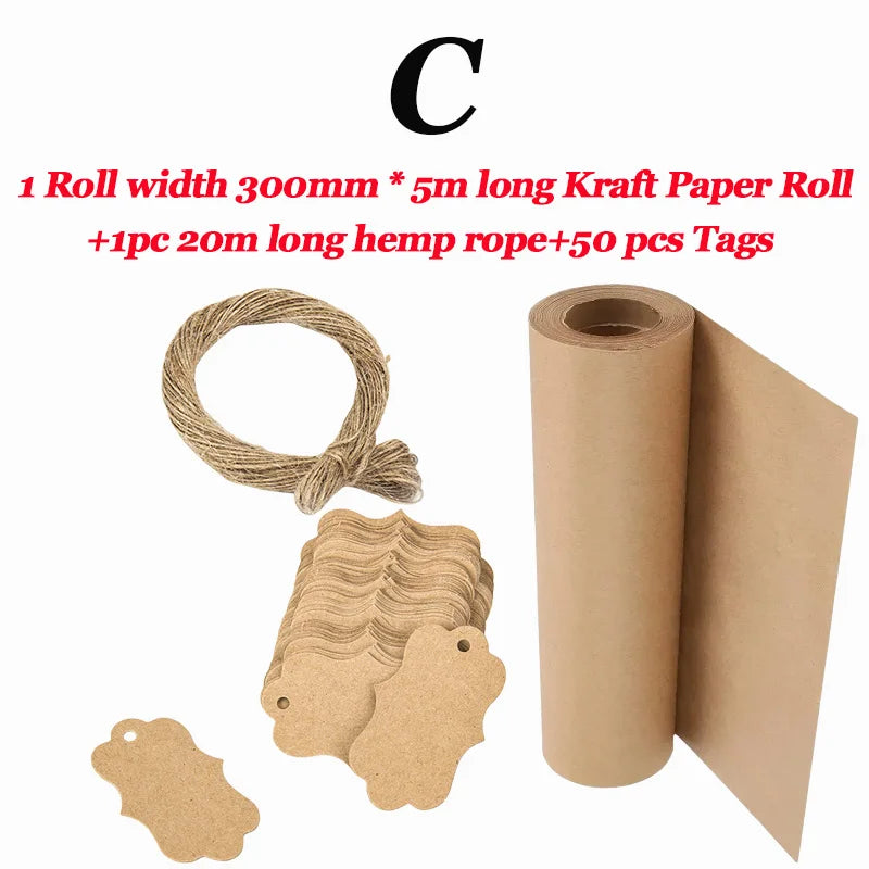 Christmas Decoration 2025 Kraft Paper Tags DIY Wrapping Gift Flowers Xmas Tree Hanging Label Christmas New Year Party Wrapping Zpaxo set C