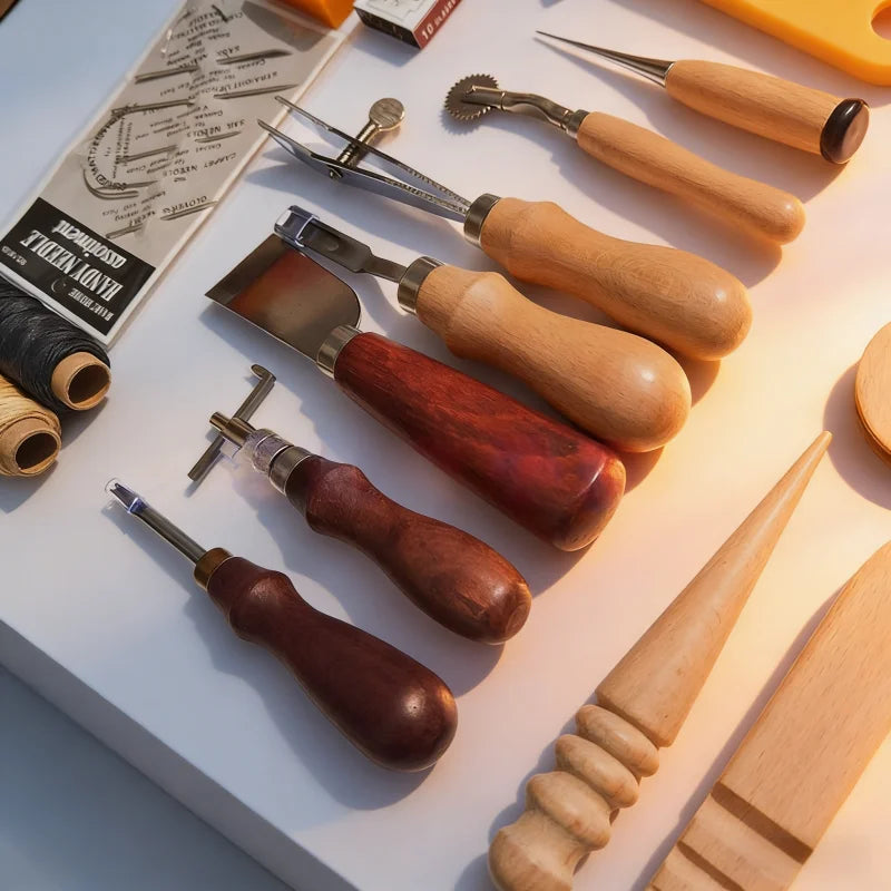 Leather Sewing Kit with Awl Hand Sewing Stitching Needles Thread Leather Craft Tool Kit for Shoes Sofa Tent Carpet Zpaxo