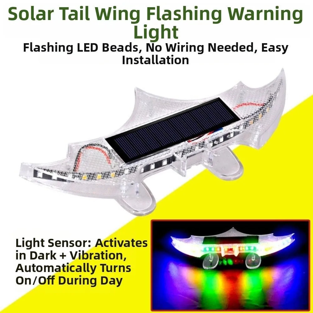 Bat-shaped Solar Car Tail Light Safety Waterproof Flashing Warning Zpaxo