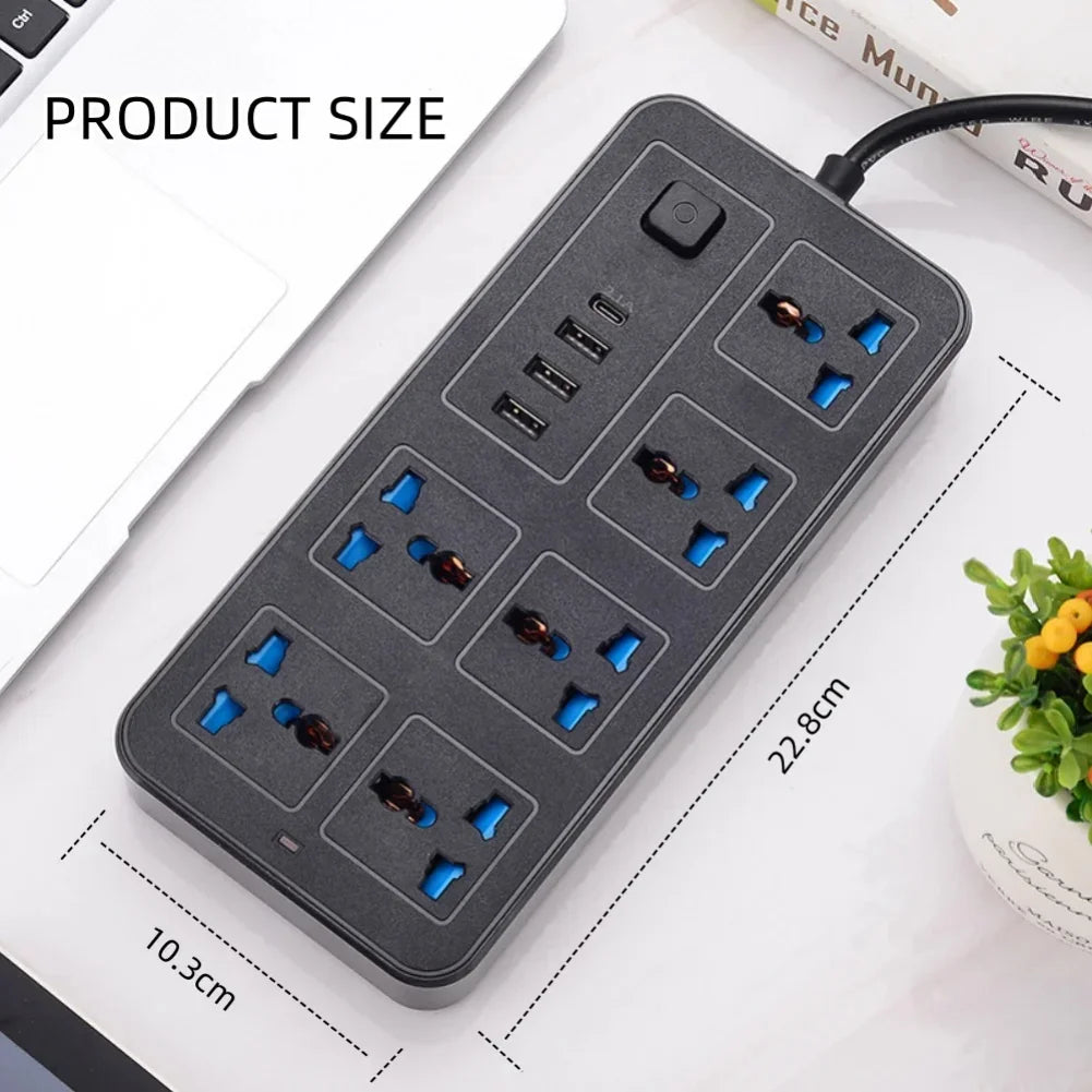 Universal Power Strip TypeC USB Port Outlet Power Strip 2M Extension Cord AC Power Socket Charge Electrical Socket EU US UK Plug Zpaxo