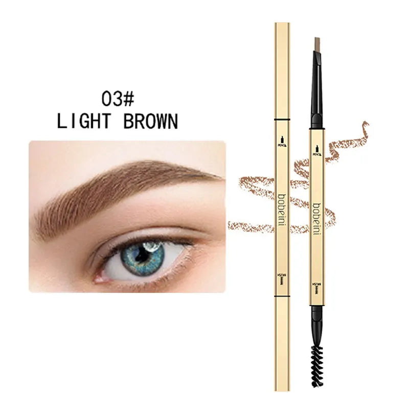 6-color small gold eyeliner pen - double-ended long-lasting eyeliner, waterproof and non-marring eyeliner, brush-style eyeliner Zpaxo 03 LIGHT BROWN
