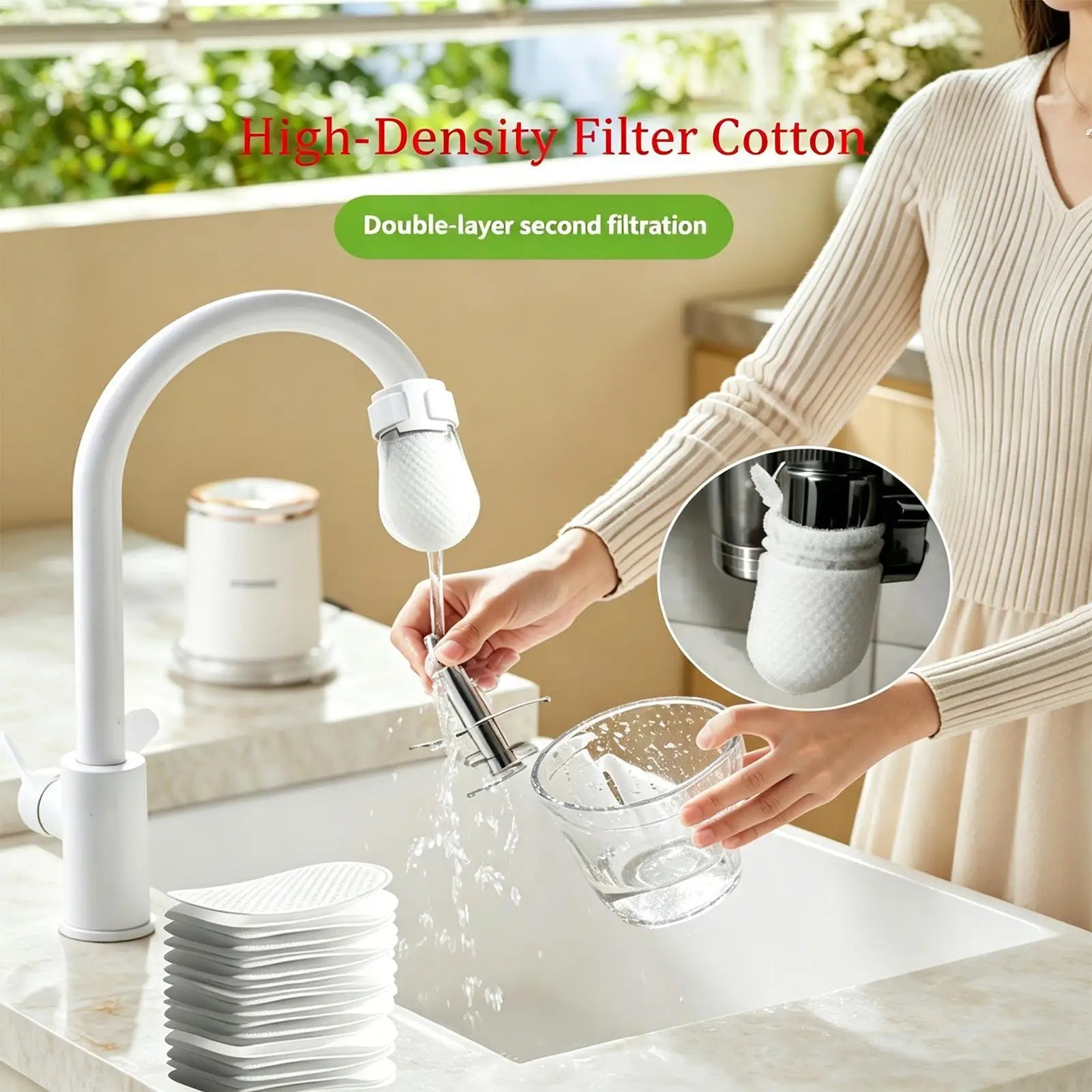 Faucet Filter Cotton Bag Splash Proof Universal Tap Water Purifier