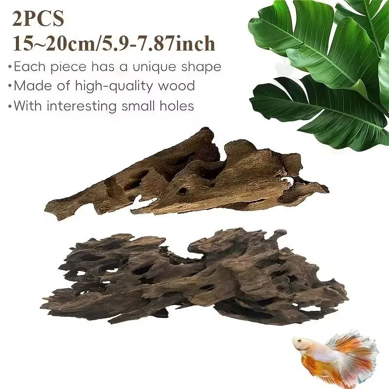Natural Driftwood Aquarium Decoration – Porous Fish Tank Wood Aquarium Driftwood Zpaxo 15-20CM 2PCS