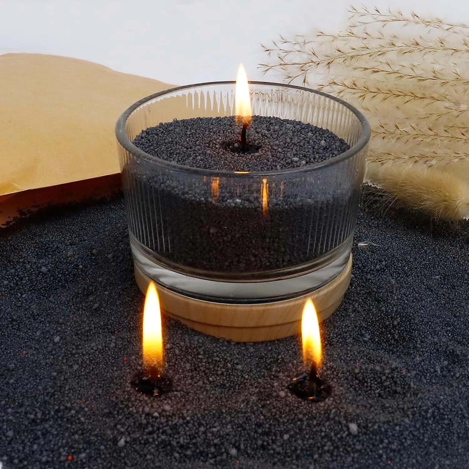 Black Pearl Candle Sand Wax Granules 200g + 10 Wicks | DIY Kit Candle Making Kit Zpaxo