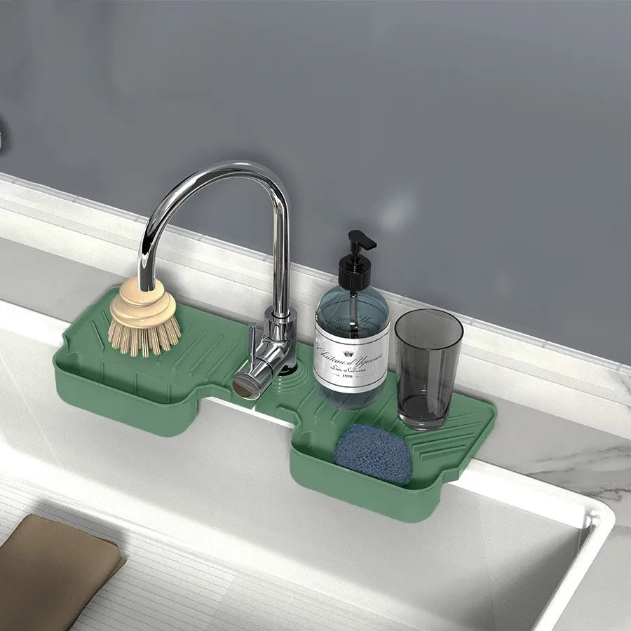 Silicone Kitchen Sink Organizer Dual Pocket Sponge Cloth Holder