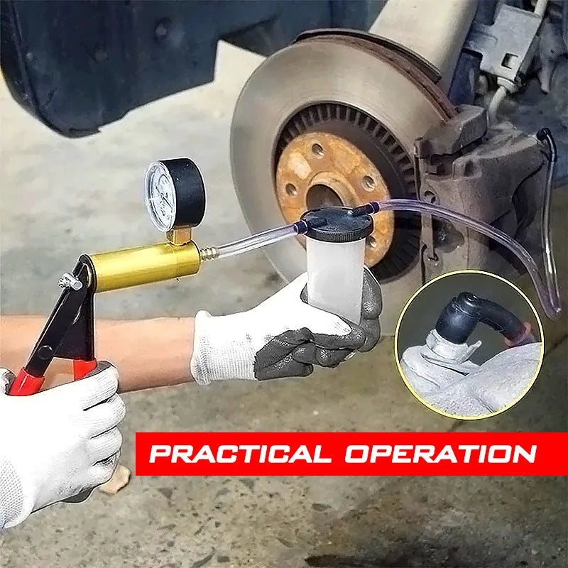 2-in-1 Vacuum & Pressure Hand Pump Tester for Auto Brake Fluid Drain, Includes Sturdy Aluminum Manometer and Suction Pistol Zpaxo