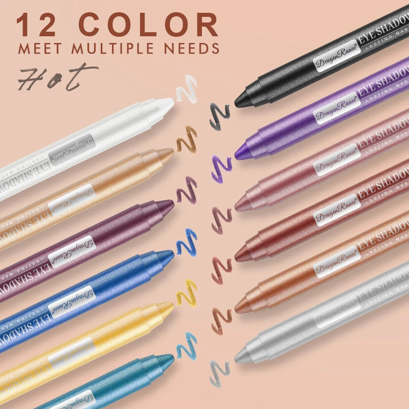 12-Piece Eyeshadow Pen Set with Pearlescent Shimmer, Fine and Silky Texture, Smudge-Proof, Multi-Use for Highlighting and Contouring, One-Swipe Application, Waterproof, Long-Lasting, Versatile Eyeshadow Zpaxo