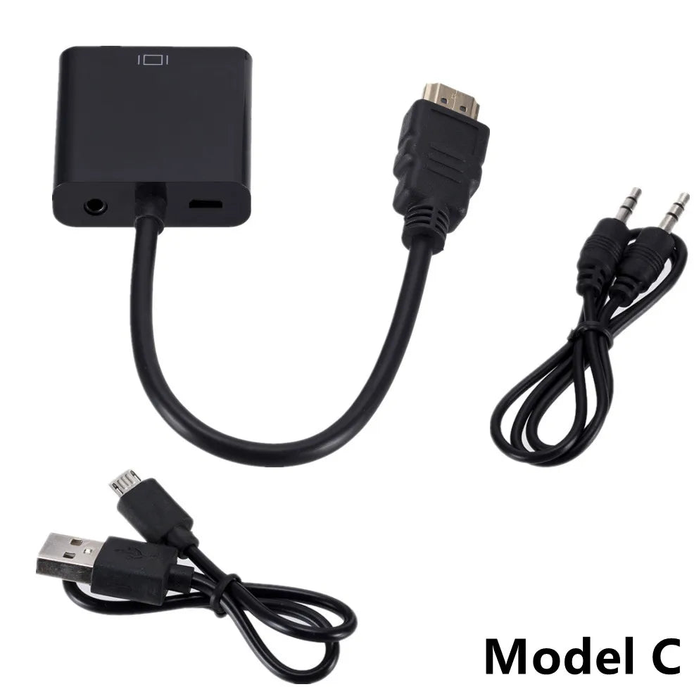 1080P HDTV To VGA Cable Converter With Audio Power Supply HDTV Male To VGA Female Converter Adapter For Tablet Projector PC TV Zpaxo
