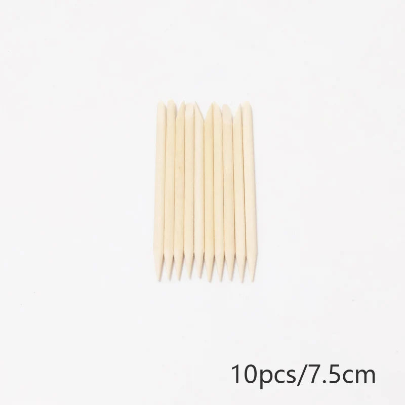 Nail Cuticle Pusher Orange Wood Sticks Nail Manicures Remover Wooden Design Nail Gel Polish Drawing Stick for Nail Art Zpaxo 10Pcs 7.5cm