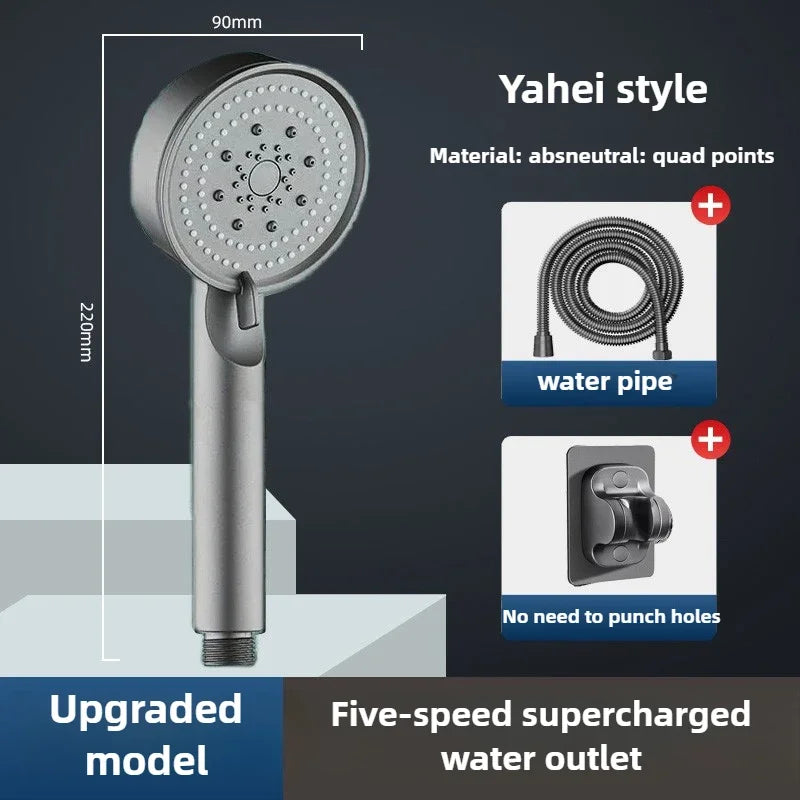 High Pressure Shower Head 3 Modes Adjustable Filter Shower Head Set New Bathroom Shower Head Accessories Sprayer Zpaxo grey set - 3pcs