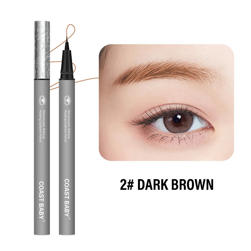 1/2PCS Long Lasting Sweatproof Waterproof Liquid Eyebrow Pencil Fine EyeLiner Pen Eyebrow Enhancers Eyebrow Brush Makeup Zpaxo 02 Dark Brown-1Pc