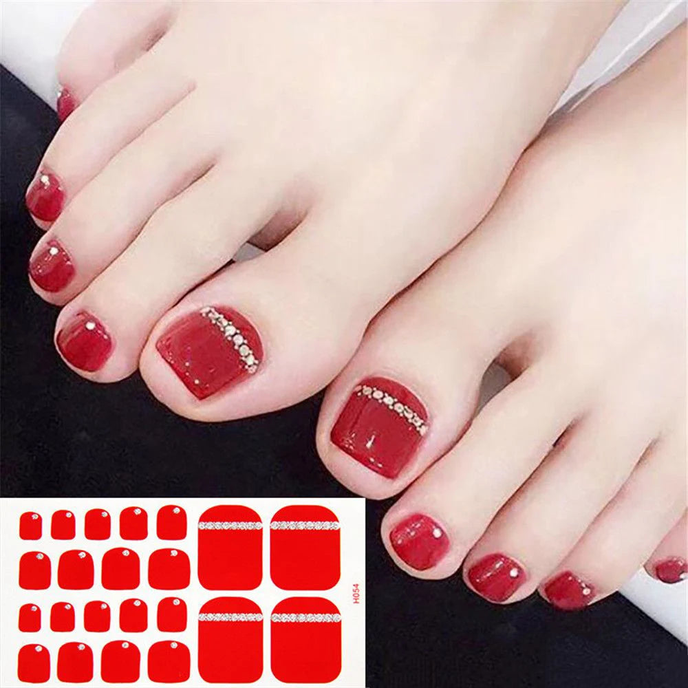 22PCS Toe Nail Stickers/Strips Nail Art Fake Nails Stickers for Nails Toe Self-Adhesive Feet Stickers for Girls DIY Zpaxo