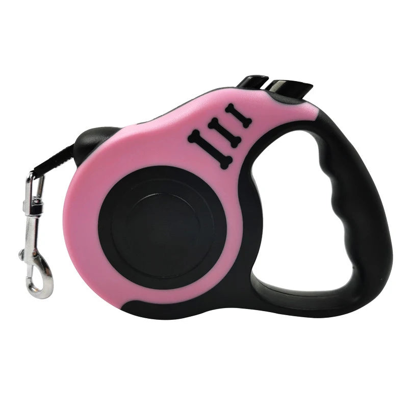 3m 5m Dog Leash for Small Dogs Cat Automatic Retractable Durable Nylon Lead Puppy Outdoor Travel Walking Hiking Traction Rope Zpaxo Pink and Black 5M