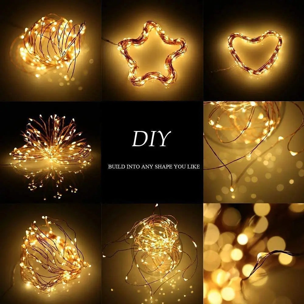 LED Fairy String Light 2M 20LED Battery Operated Copper Wire Warm White for Christmas Wedding Party Decor Indoor OutdoorLighting Zpaxo