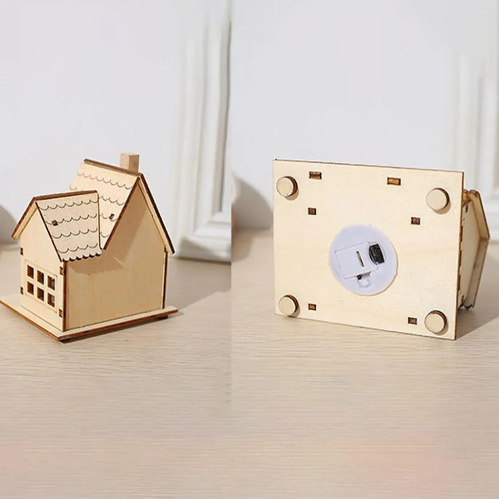 Wooden Village Houses LED Table Christmas Cabin Farmhouse Desktop