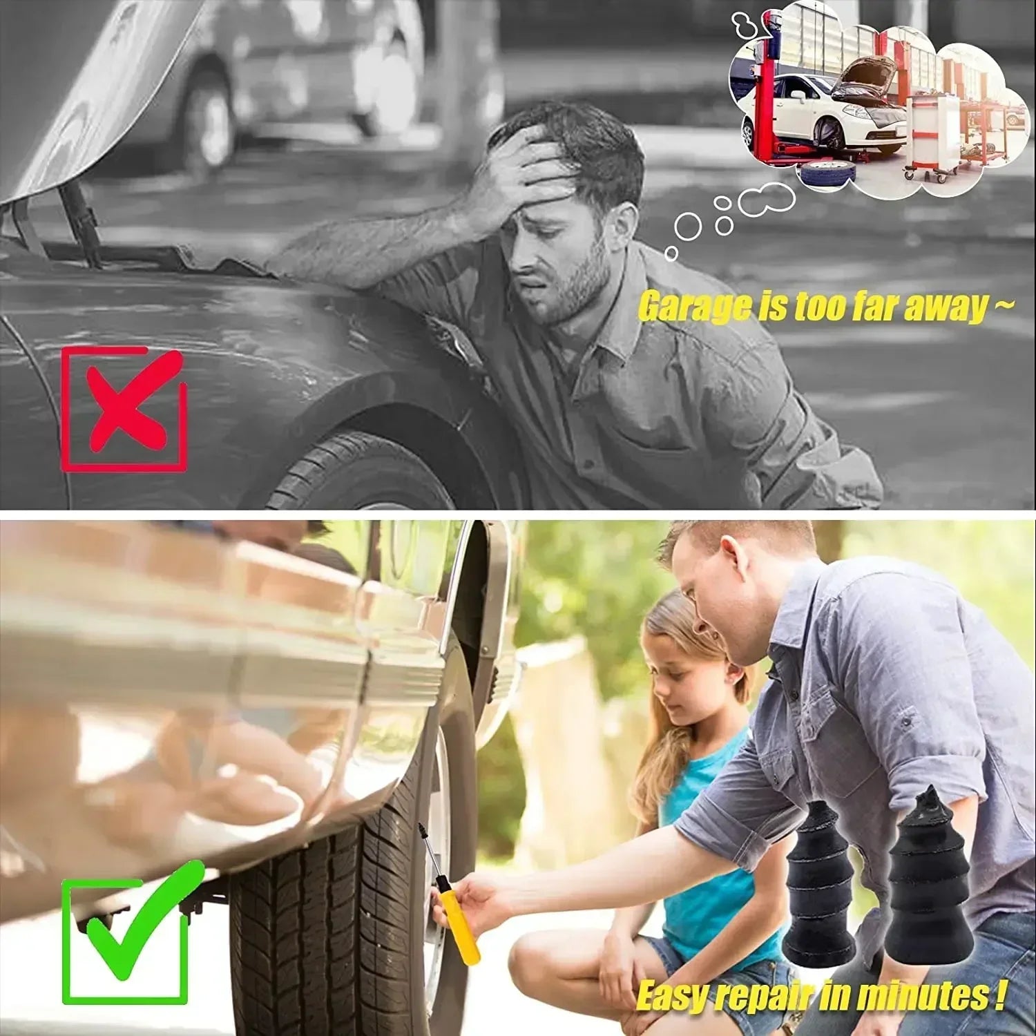 Universal Puncture Repair Car Motorcycle Tubeless Tires Rubber Screw Zpaxo
