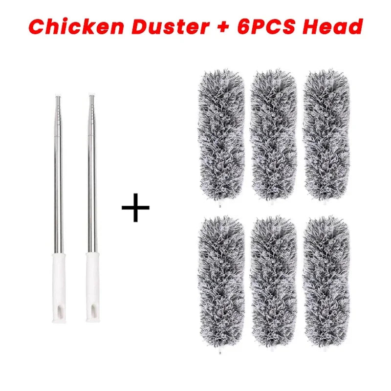 Retractable Microfiber Gap Dust Cleaner Extension Pole Reusable