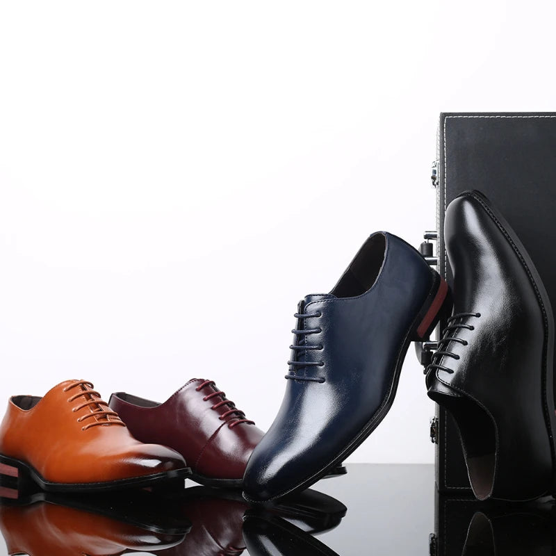 Mens Black Leather Oxford Shoes Lace Up Formal Dress Comfortable Non Zpaxo